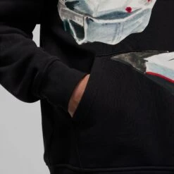 Jordan Flight Artist Series Fleece Hoodie (Black/University Red) -Sportswear Discounts JordanFlightArtistSeriesFleeceHoodie Black UniversityRed DV1593 0104